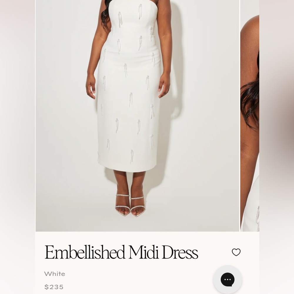 Chic White Embellished Midi Dress